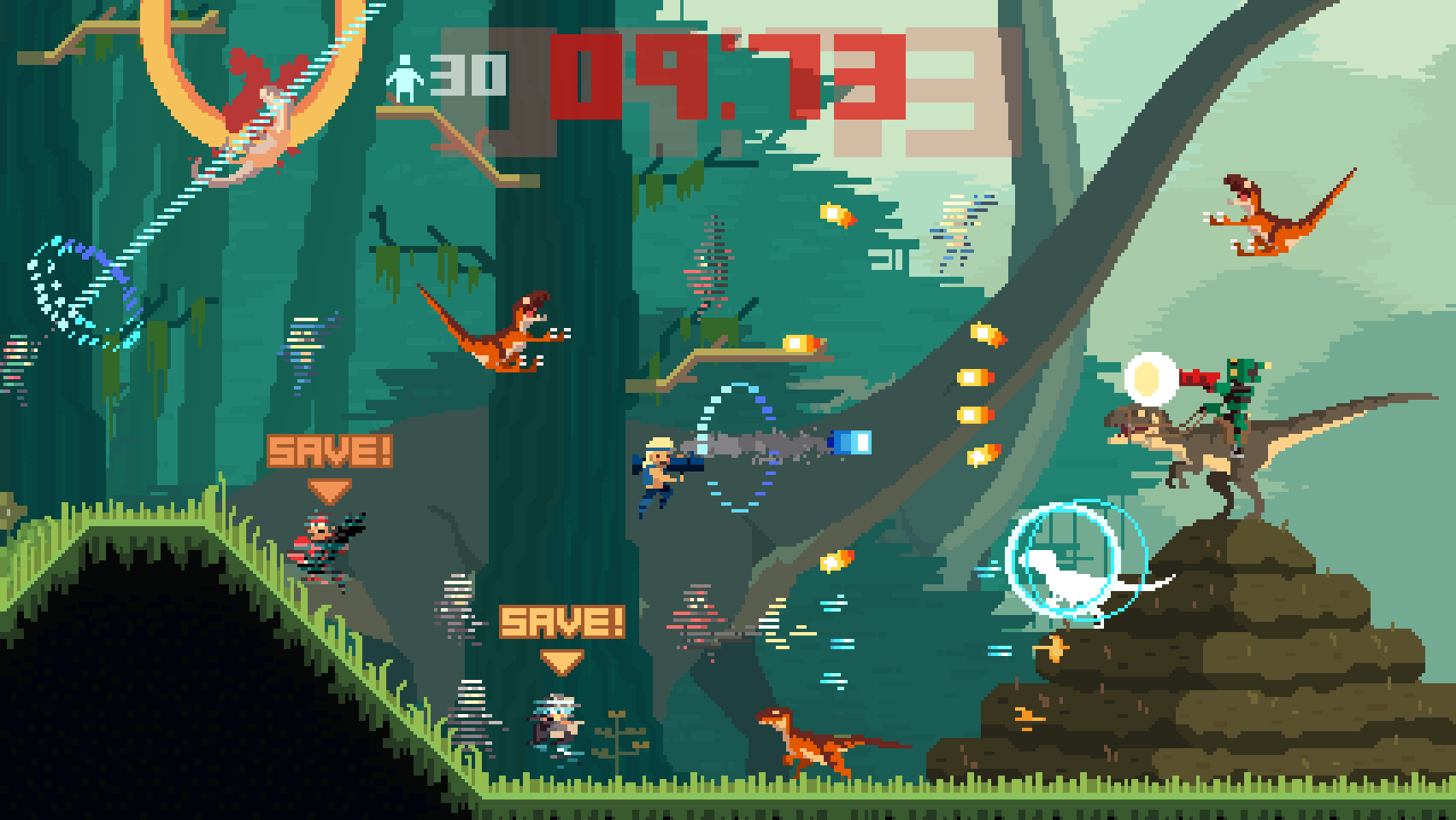 STF dino 30 vidas disponibles para superar los niveles en Super Time Force