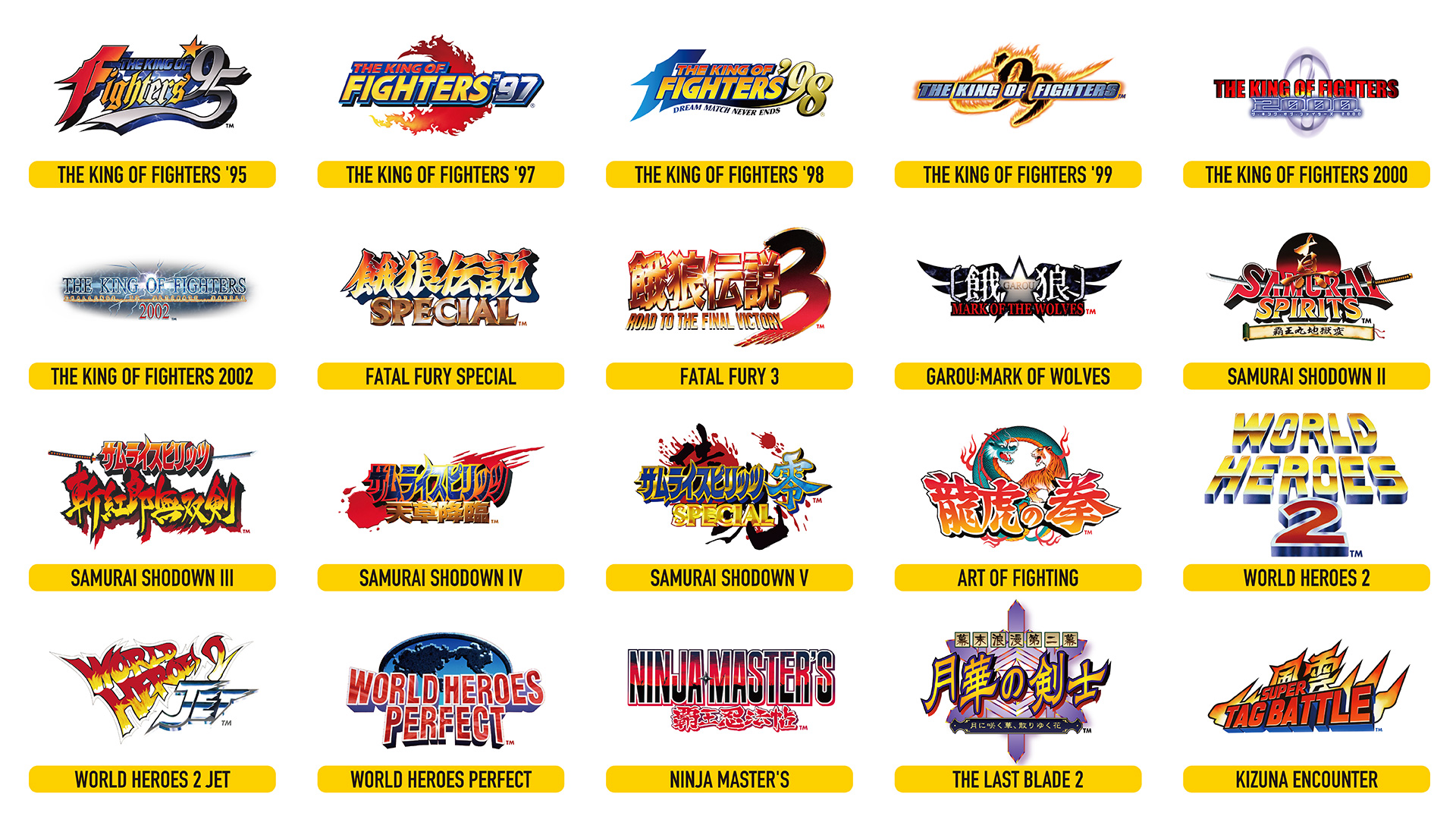 NEOGEO fighting games pre-installed.